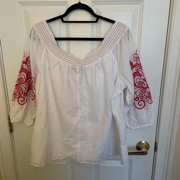 Lane Bryant NWT Embroidered Top Boho 100% Cotton Gauzy Cottagecore Prairie - Picture 5 of 12